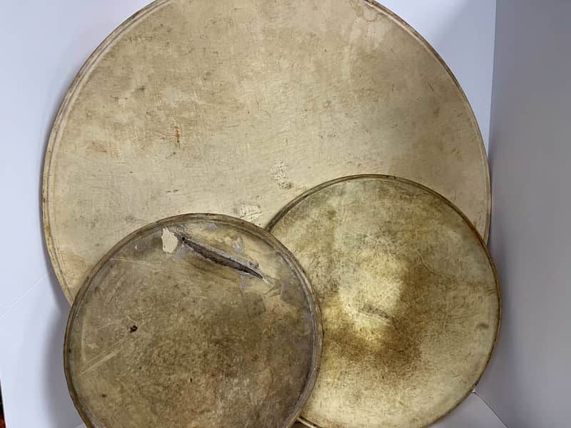 Vintage Calfskin drum heads for drum set (13", 15", 26") image 1