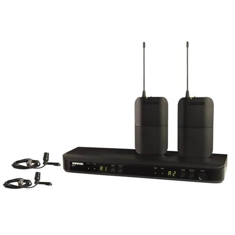Shure BLX188/CVL Dual-Channel Dual Lavalier Wireless Mic System, Includes 2x BLX1 Bodypack Transmitter, BLX88 Dual Channel Receiver, 2x CVL Centravers image 1