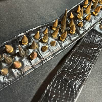 Steel Weather Vegan Leather Spiked Guitar Strap image 7