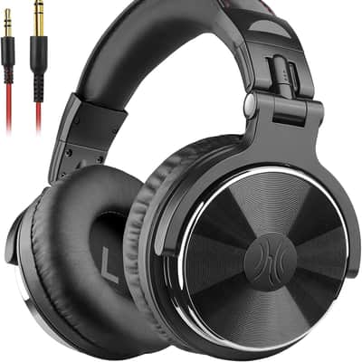 Wired Over Ear Headphones Studio Monitor & Mixing DJ Stereo Headsets with 50mm Neodymium Drivers and 1/4 to 3.5mm Jack for AMP Computer Recording Podcast Keyboard Guitar Laptop - Black image 1