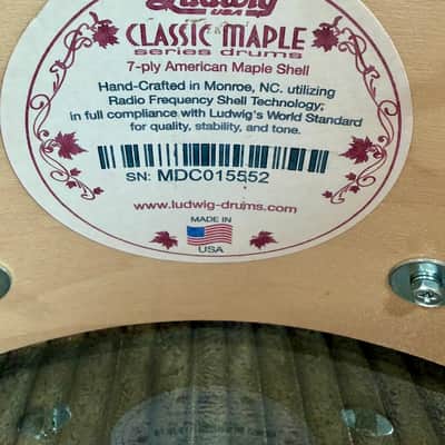 Ludwig Classic Maple Exotic Bubinga 14x5 Snare — Tube Lugs, Die-Cast Hoops, P86 image 3