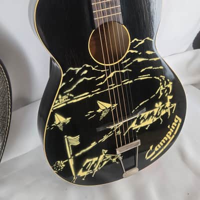 Framus 5/3 1950s 60s - Camping Stencil Black Vintage Acoustic 00 Parlor Guitar image 3