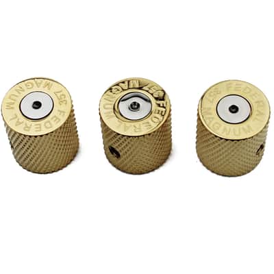Guitar Knobs with 6mm Dia. Shaft Pots - Brass Bullet Case Style Tone and Volume Control Potentiometer Knob Replacement for Precision Electric Guitar or Bass (3 Piece, Golden) image 1