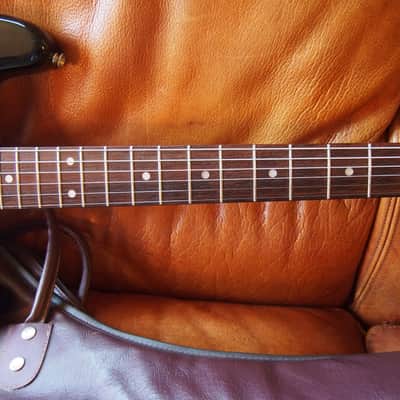1980 Greco SE-800 Super Real Black, V neck with rosewood slab board (MIJ S-Style) + Original gig bag image 3