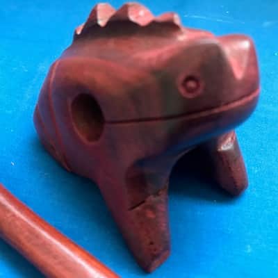 Handmade 3" x 2" Mini Frog Reco-Reco Handmade in Pau-Brasil Natural Brazilian Wood image 5