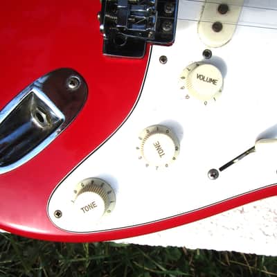 Hondo H76 Stratocaster Guitar, 1980's, Korea, Red, Fresh Setup image 7