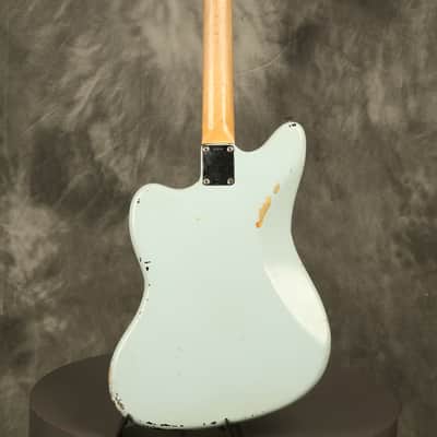 RARE custom color 1962 pre-CBS Fender Jazzmaster w/SLAB BOARD original SONIC BLUE over Sunburst image 13