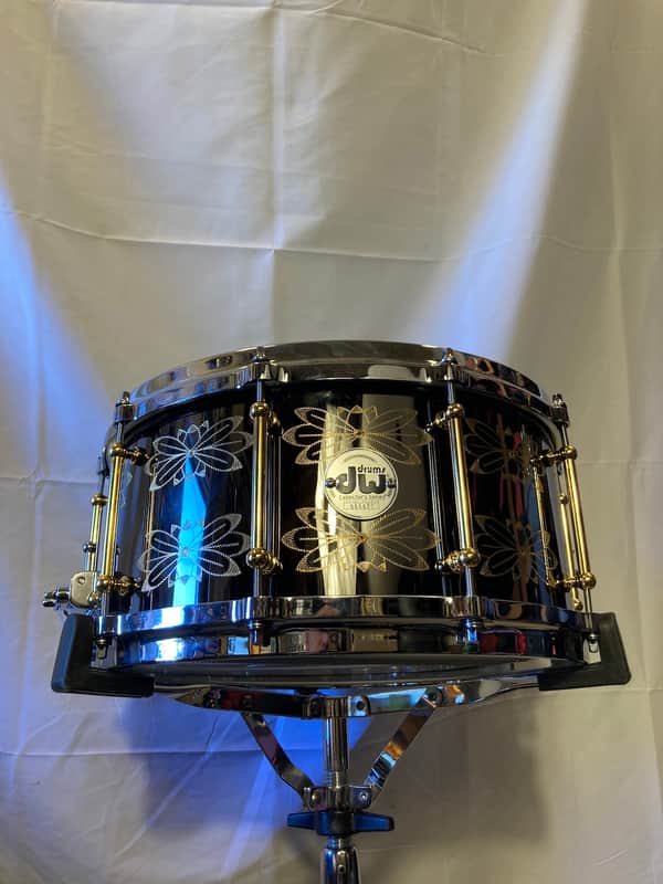 DW - 14x6.5" Memphis Drum Shop 30th Anniversary Limited Edition, Brass Snare Drum, Engraved with Gold Hardware & Tube Lugs 2010's - Black Nickel Over Brass image 1
