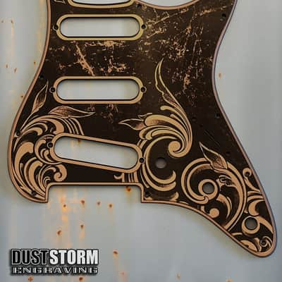 Engraved Pickguard & Tremolo Cover Copper Acrylic Mirror for Fender Stratocaster SSS, HSS, HSH Setups Available image 1