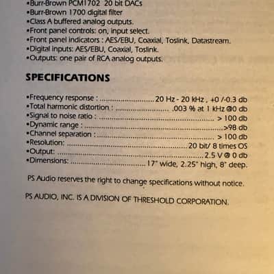 PS Audio DL3 late 90s image 4