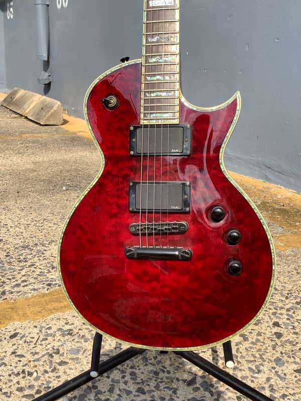 ESP LTD EC-1000 Quilted Maple 2002 Black Cherry Electric Guitar image 1