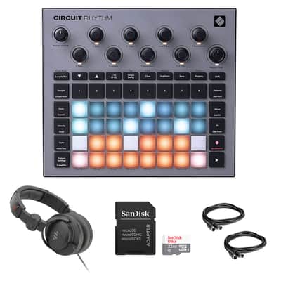 Novation Circuit Rhythm Groovebox Workstation with Standalone Sampler Bundle with Studio Pro Monitor Headphones, 32GB Memory Card, and 2x MIDI Cable image 1