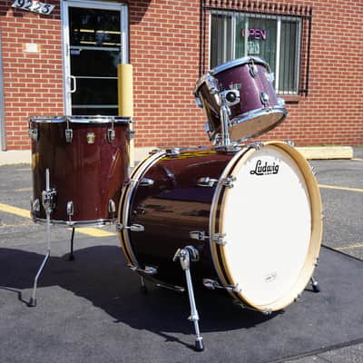 Ludwig USA Classic Maple 3pc Shell Pack - Burgundy Sparkle Wrap | 12", 16", 22" LUDWIG -USA Showroom Shell Pack! image 4