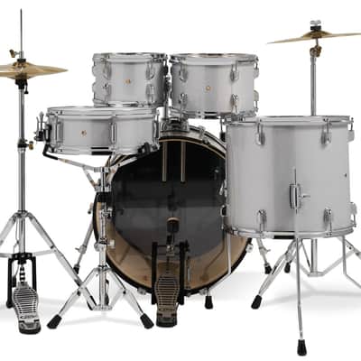 PDP Center Stage 5-Piece Drum Kit with Hardware Cymbals and Throne - Diamond White Sparkle (PDCE2215KTDW) imagen 4