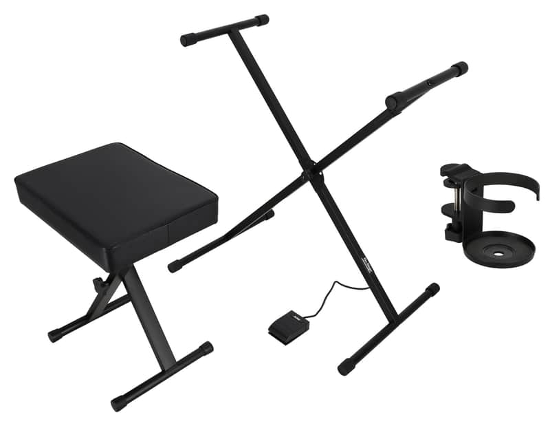 On-Stage KPK6520 CB X-Stand Keyboard Stand+Padded Bench+Sustain Pedal+Cup Holder image 1