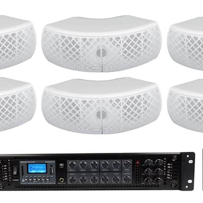 Rockville 6 Zone Commercial Amplifier+(10) Dual 4" White Indoor/Outdoor Speakers image 1