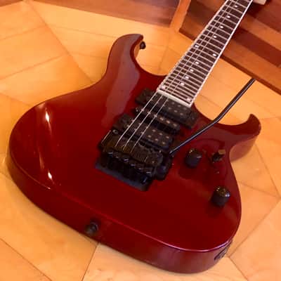 VINTAGE SX Electric HSS, FAT, 24 FRET ELECTRIC GUITAR  w/ Floyd Rose in Wine Red image 6