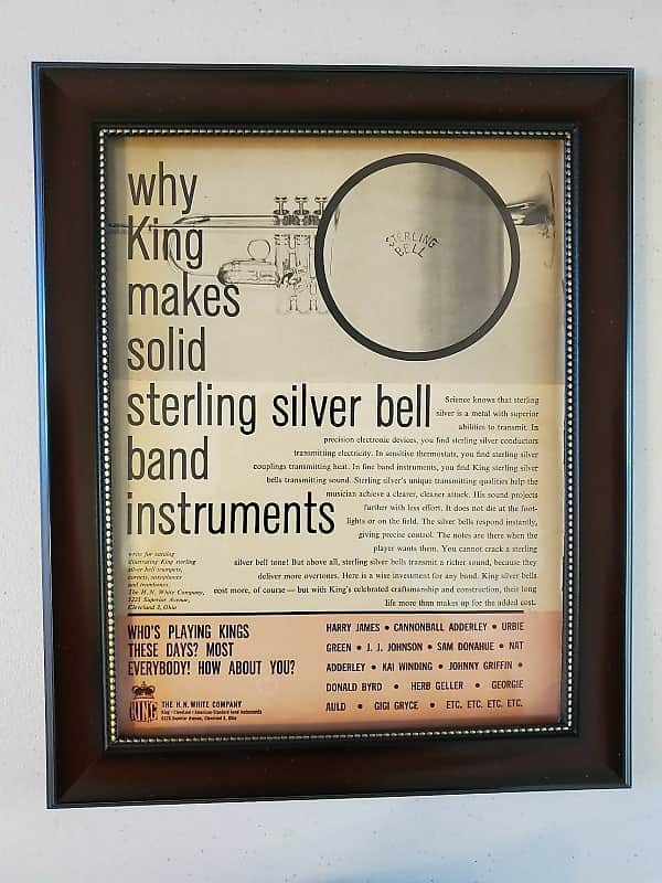 1961 King Horns Color Promotional Ad Framed King Sterling Silver Bell Trumpet Original image 1