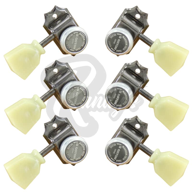 Gotoh SD90-SL MG-T Vintage Deluxe Locking Tuners w/ Keystone Buttons (L3+R3) - Fits Gibson® & Kluson®-Black Chrome/Cosmo Black image 1