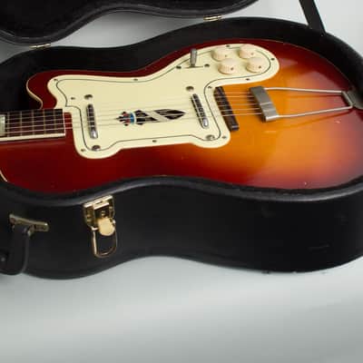 Silvertone Thin Twin Model 1369L Semi-Hollow Body Electric Guitar, made by Kay (1957), ser. #L7969-5905, black tolex hard shell case. image 12