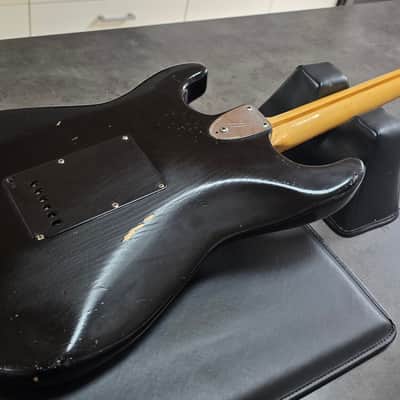 1973 Fender Stratocaster Heavy Relic American Vintage 70s 1970's USA Strat Black Rosewood Electric Guitar Oversized Headstock image 19