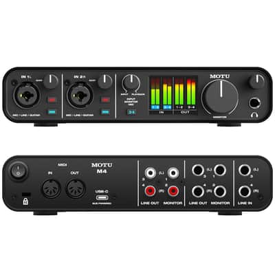 Mint MOTU M4 4x4 USB-C Audio Interface Bundle with 2x Pig Hog 10ft XLR Tour Grade Microphone Cables & Polishing Cloth â€“ 24-bit/192kHz Recording, ESS Sabre32 Ultra DAC image 2