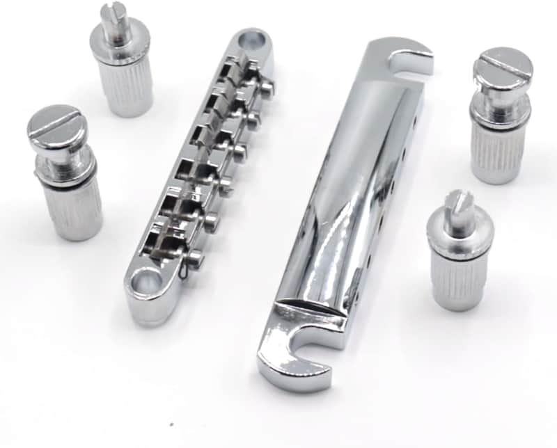 1 Set Silver Metal Tune-O-Matic Electric Guitar Bridge and Tailpiece for Enhanced String Stability, Replacement Electric Guitar Parts image 1