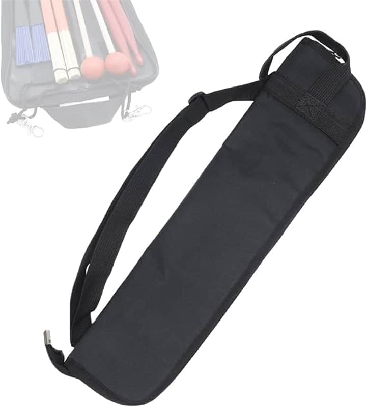 Portable Drum Stick Bag, Small Drumstick Storage Case Bag, Hanging Drumstick Holder Bag, Lasting Drum Sticks Bag with Hooks Inside for Drum Set Mallet and Percussion Sticks image 1