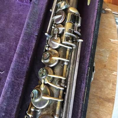 Martin Soprano saxophone 1920's silver plate, stenciled "American Artist". Demo image 5