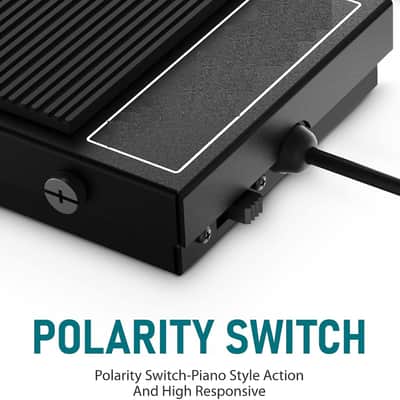 Sustain Pedal for Keyboards Digital Pianos Synthesizers,Tone Modules,Drum Machines All Metal Heavy Design,Non-Slip,with Polarity Switch image 3