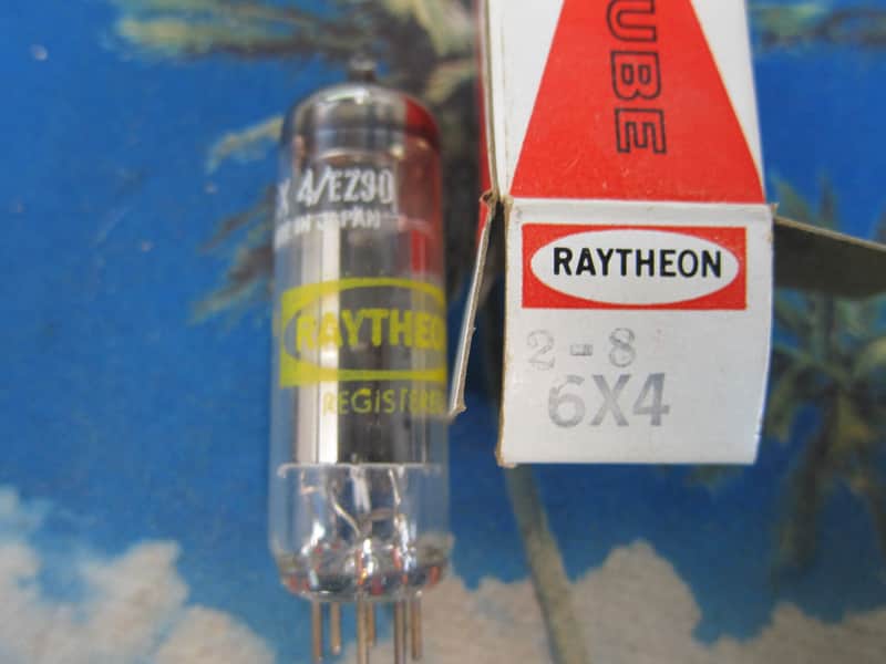 NOS Vintage Raytheon 6X4,Black Plates Rectifier Tube, Japan, Ex Performance, Craftsmanship, Box, 196 image 1
