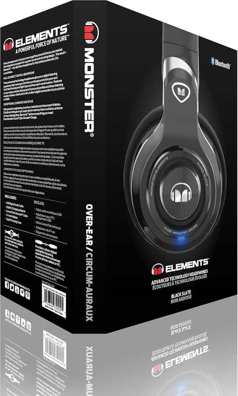 New Monster Elements Over Ear Headphones Wireless/Wired Black Slate image 1