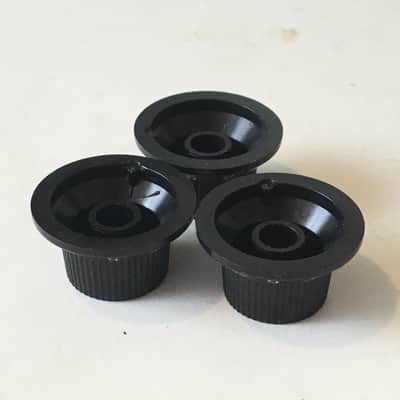 3 Black Vintage Fender Japan Strat MIJ Stratocaster Knobs Guitar Relic No Spokes image 6