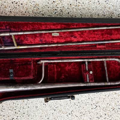 1930’s H.N. White New Porportion King Trombone Vintage, Crystal-Silver Finish, USA Made, Comes w/ Vintage Correct Case image 2