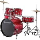 Ludwig Accent 5-piece Complete Drum Set with 22 inch Bass Drum and Wuhan Cymbals - Red Sparkle