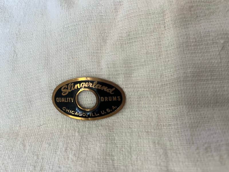 Slingerland Chicago Swirly S Drum Badge 50s era Blk/Gold Near Mint condition! image 1