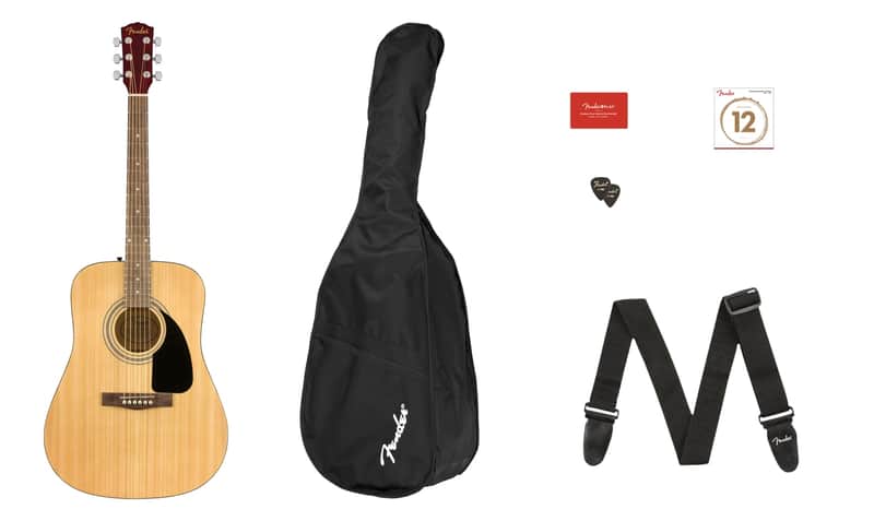 Fender FA-115 Dreadnought Pack, Natural, Walnut Fingerboard w/ Gig Bag, Picks, Strap, and Strings image 1
