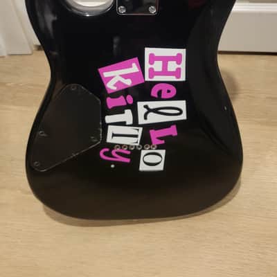 $1100 Squier Hello Kitty Stratocaster Electric Guitar – Black image 6