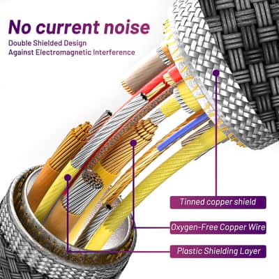 1/4 Inch Cable TS Guitar Cable 10 ft 1-Pack, Instrument Cable Guitar AMP Cord Straight to Right Angle 6.35mm Male to Male Stereo Audio Cable for Electric Guitar, Bass, Amplifier, etc image 5