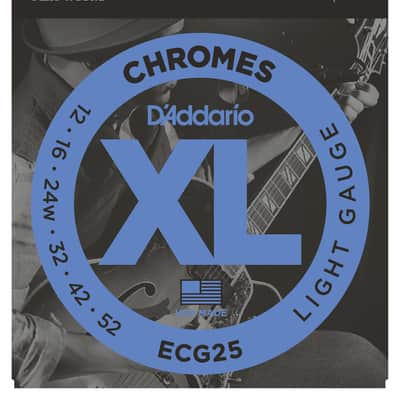 D'Addario ECG25 Chromes Flat Wound Electric Guitar Strings, Light, 12-52 image 1