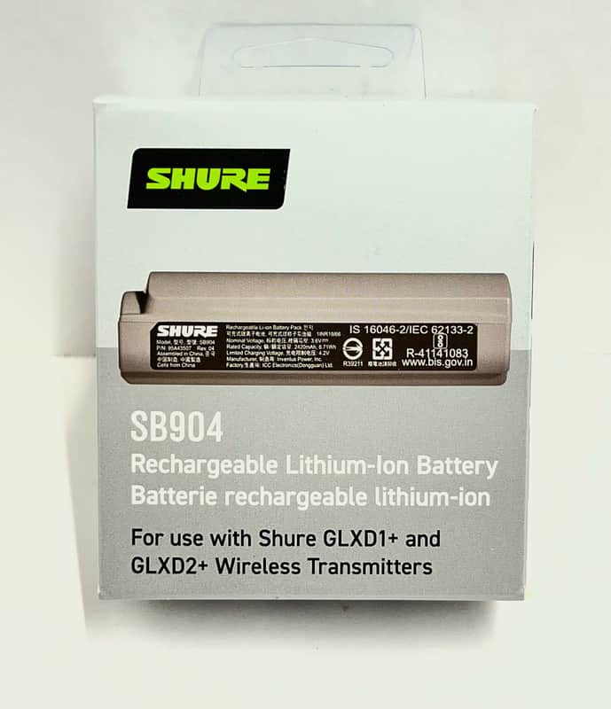 Brand New (NOT USED) Shure SB904 Lithium Ion Battery Pack 8.71Wh 3.6V 2420mAh Rechargeable Rechargable for GLX-D+ GLXD+ GLXD1+ GLXD2+ transmitter wireless systems image 1