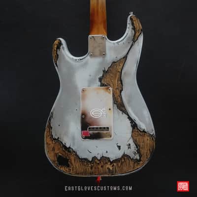 Fender Stratocaster 50th Anniversary White Marble Paisley Heavy Aged Relic by East Gloves Customs image 13