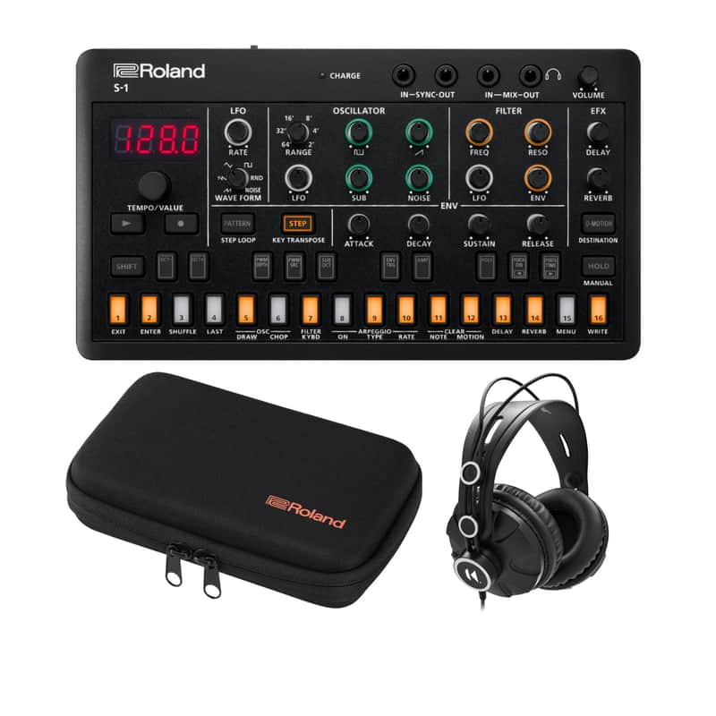 Roland S-1 AIRA Compact Tweak Synth Sound Module with Roland Aira Carrying Case and Closed-Back Studio Headphones (3 Items) image 1
