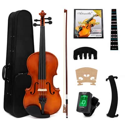 1/2 Professional Solid Wood Acoustic Violin Set with Hard Case, Bow & Accessories – Full Size Violin for Beginners, Students & Adults image 5