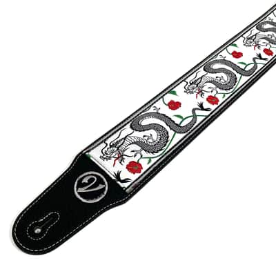 The Jimmy Dragon Suit Guitar Strap in White - Vtar Vegan Guitar Straps image 3