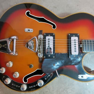 Vintage 1967 Vox Grand Prix Sunburst V286 Guitar Near Mint Very Clean Beautiful image 6