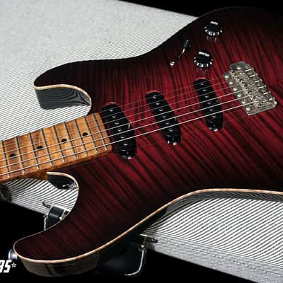 Preowned Patrick James Eggle Guitars 96 Drop Top in Lava Burst with Mastergrade Roasted Flame Maple Neck image 5