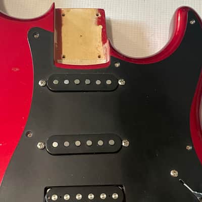 1983-84 Japan ESP Kramer Pacer Deluxe Globe Series Candy Apple Red Semi Loaded Guitar Body Floyd Ready image 5