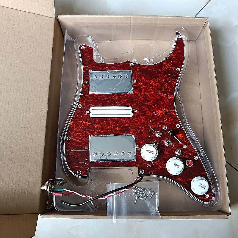 Red HSH Strat Style Pickguard Guitar Loaded Prewired Plate, Multi Switches System image 1