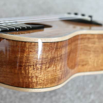 Big Island Ukulele Co. Solid Koa Deluxe Soprano Abalone Inlay KX-SPG W/ Carrying Case image 16